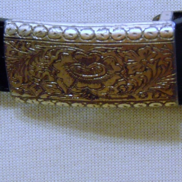 Vintage Fossil Leather Silver Concho Belt Sz M